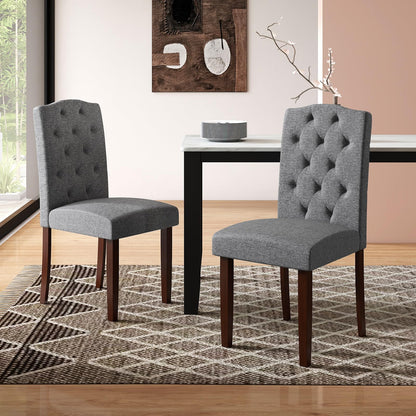 NAFORT Fabric Dining Chairs, Classic High Back Kitchen Living Room Chairs with Solid Rubber Wood Legs, Upholstered Padded Parsons Chair Set of 6, for Dining Room, Kitchen, Living Room, Grey