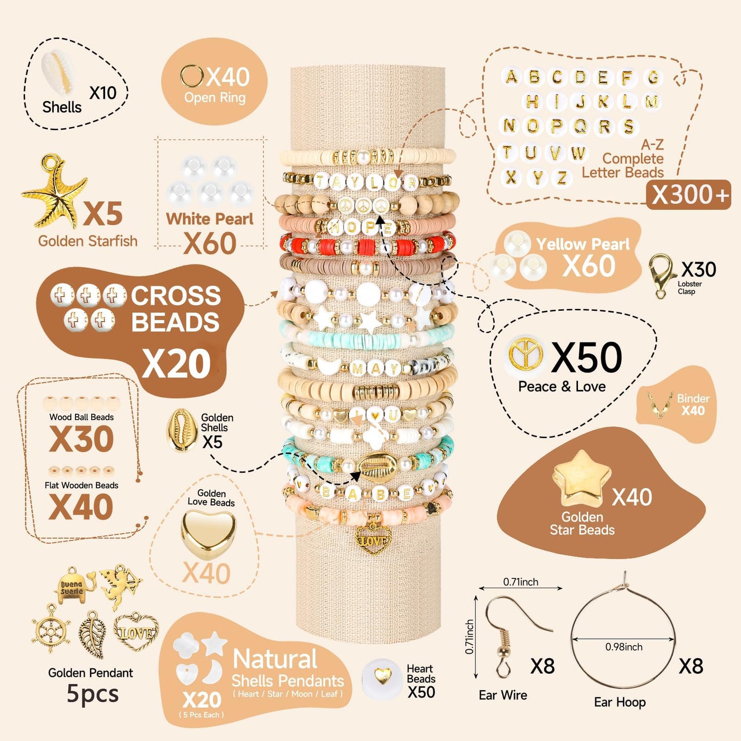 Z ZACHÉ Clay Beads Bracelet Making Kit for Women DIY Friendship Jewelry Kit with Letter Beads Charms Arts Crafts Kit Gift for Women