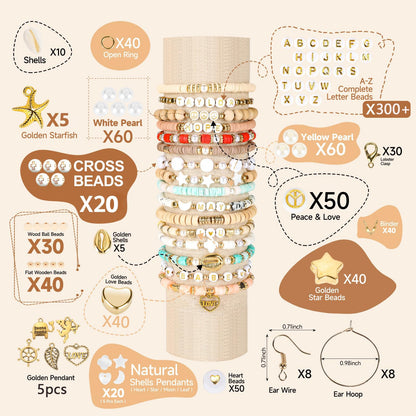Z ZACHÉ Clay Beads Bracelet Making Kit for Women DIY Friendship Jewelry Kit with Letter Beads Charms Arts Crafts Kit Gift for Women