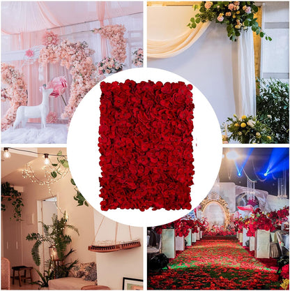 GOUZIBHD Red Hydrangea Flower Wall Backdrop for Wedding Party Baby Bridal Shower Home Hanging, 6 PCS Flower Wall Panel Decor, 24 X 16 in Floral Panel Artificial