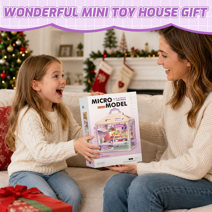 MINDNOOK DIY Miniature House Kit, LED Light-Up Dollhouse, Mini Dollhouse Building Set with Furniture, Craft Hobby Gift for Adults, Teens & Kids Ages 6+ (Ice Cream Shop)