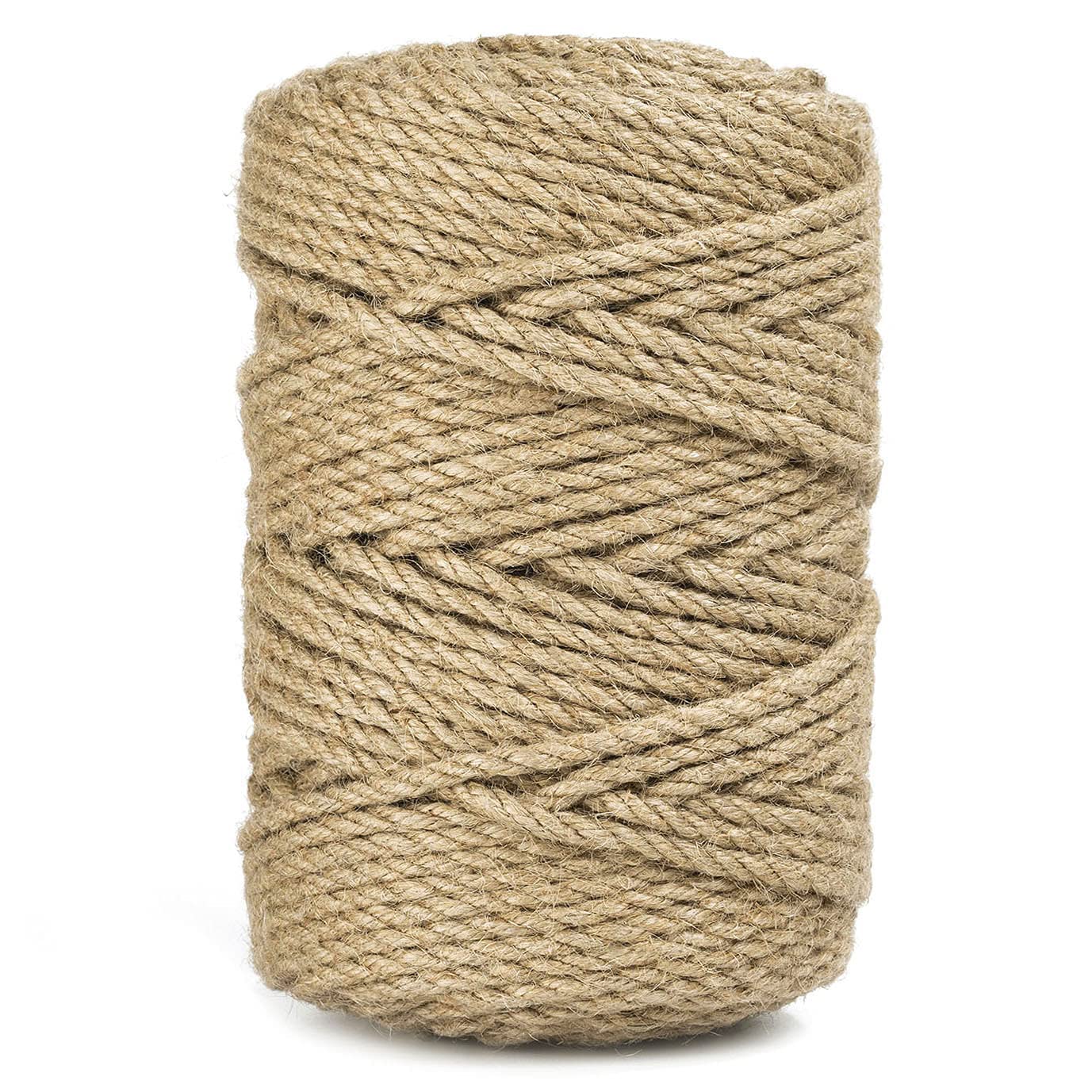 Zakous 5mm Jute Twine, Large Roll of Natural Jute Rope 328 Feet, Heavy Duty and Thick Twine Hemp Rope for DIY Arts Crafts, Gardening, Bundling，Home Decorating, Cat Scratching Post