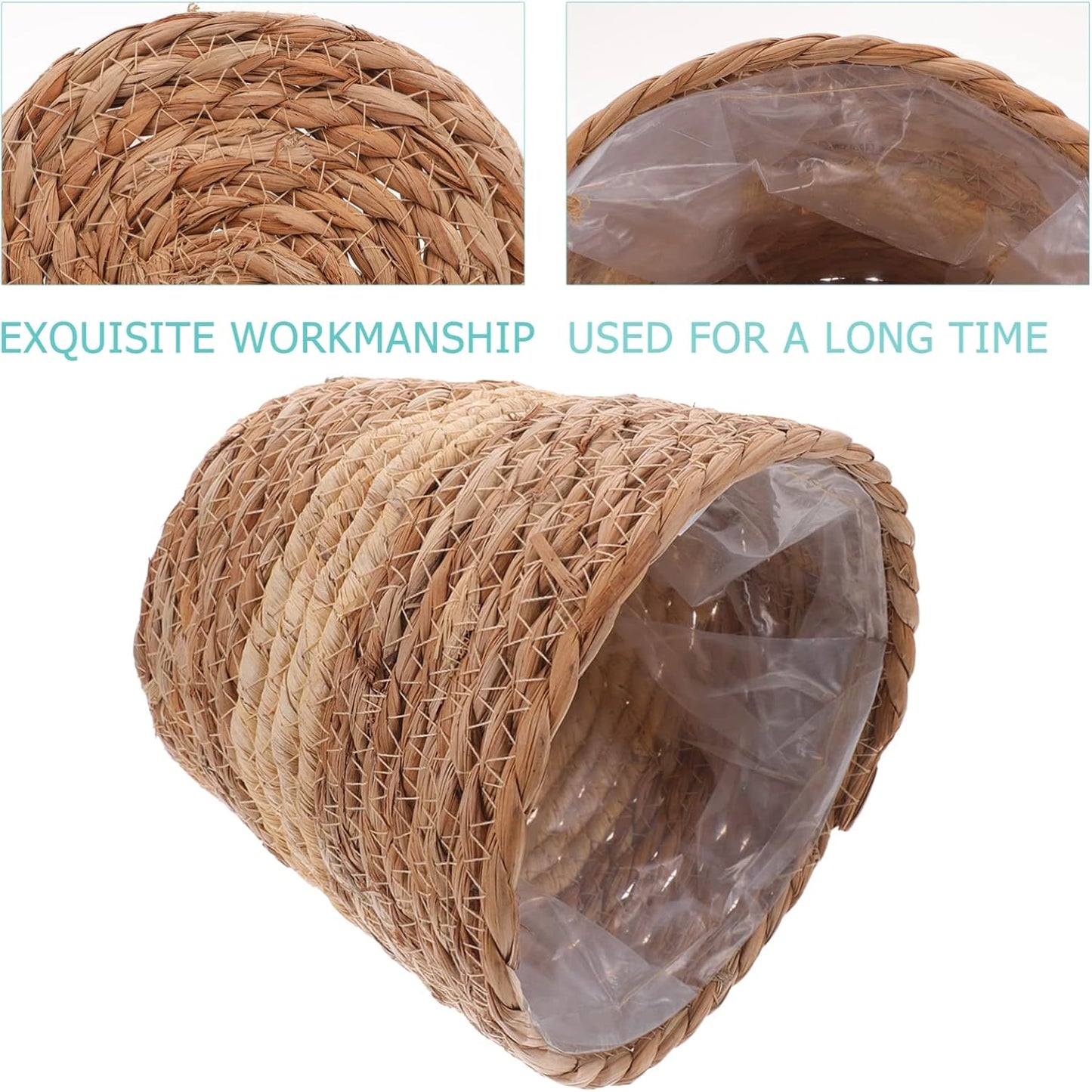 Zerodeko Flower Girl Basket, Woven Seagrass Belly Basket, Rustic Plant Pot for Home Decor, 18cm