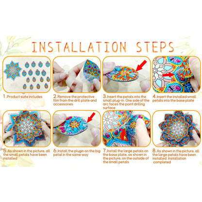 5D DIY Diamond Art Painting PVC Flower Candle Holders Tealight/Tea Light/Votive Candle Holder, for Table Centerpiece Home Décor Party Wedding Dinning-Flower04