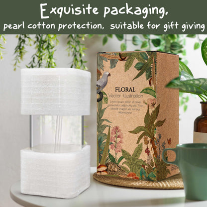 Floral 16oz Iced Glass Cups with Bamboo Lids and Straws Wildflower Coffee Cup Gift for Women Cute Flower Drinking Glass with Cleaning Brushes, Flower Gifts for Mother Birthday Bridesmaid Party