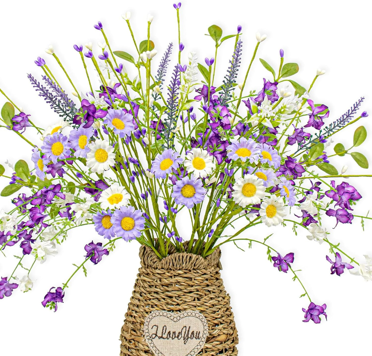 12 Pack 17 Inch Summer LLZLL Spring Decorations for Home Purple Spring Flowers Artificial Spring Floral Stems