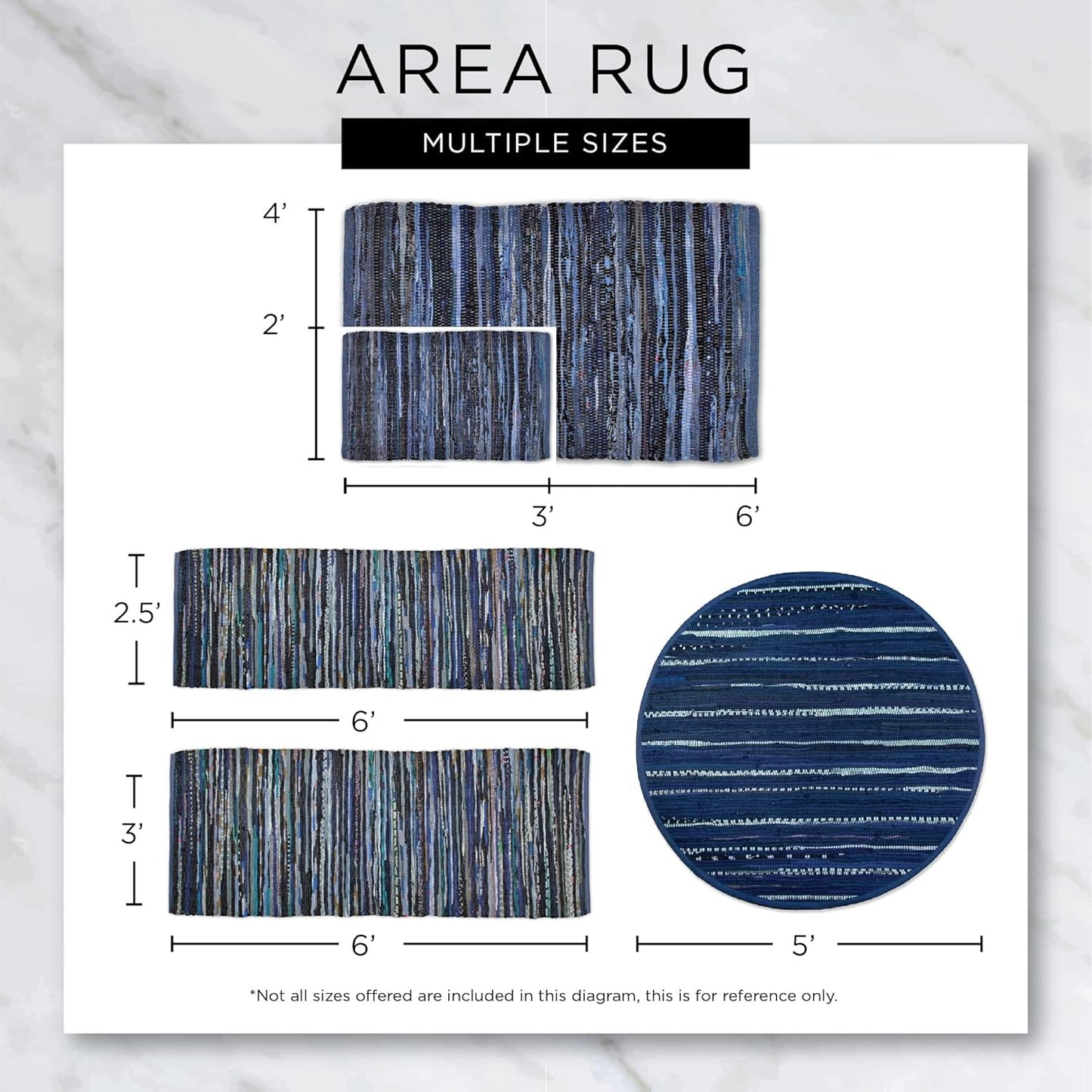 DII Woven Rag Rug Collection, Recycled Yarn Variegated Rustic Stripe, 2x3', Artichoke