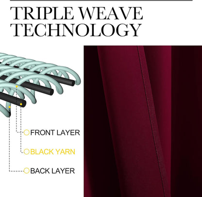 NICETOWN Blackout Curtains - Energy-Efficient Room Darkening Drapes | Wine Red, 2 Panels (W42 x L63)