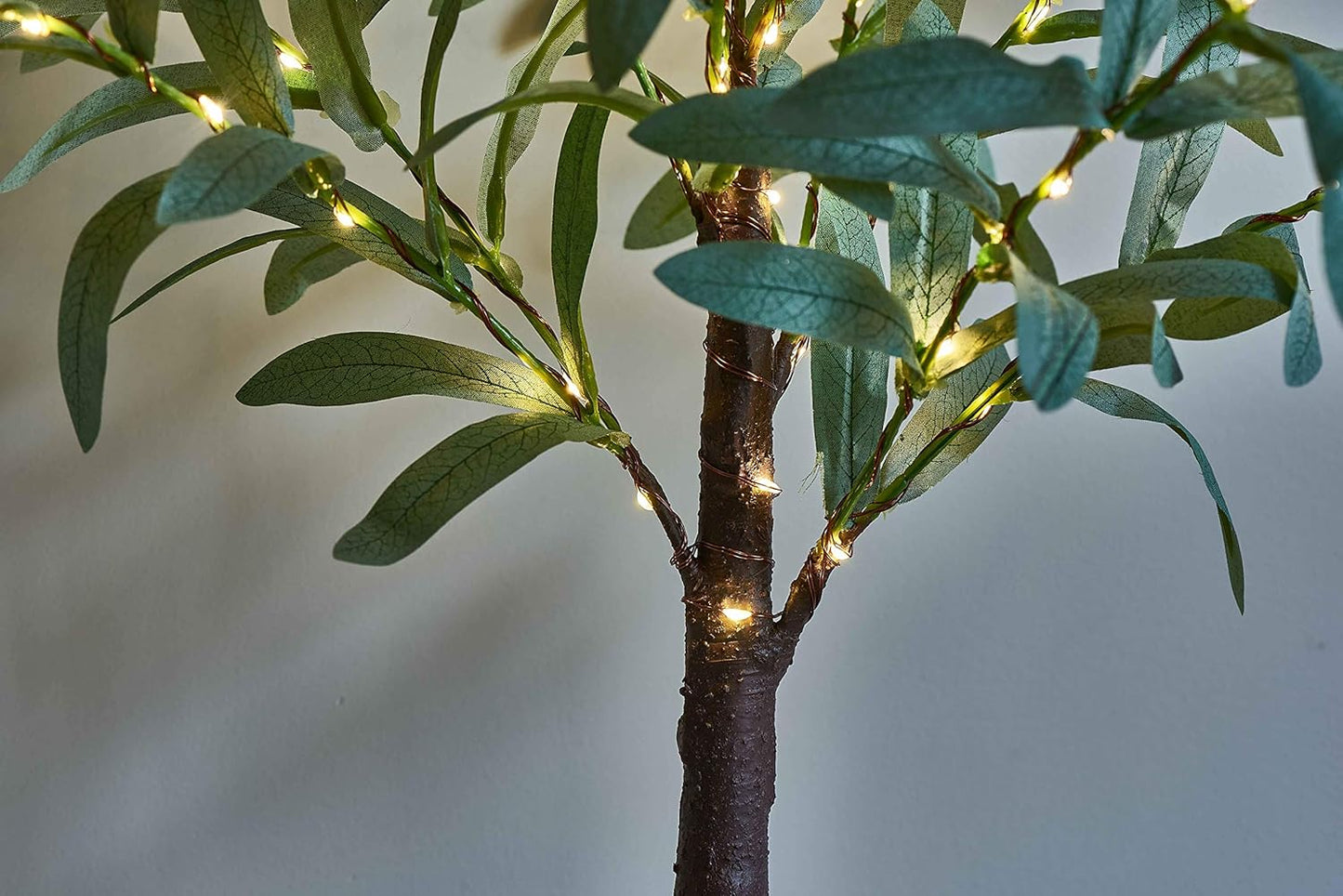 18in 50 Hairui Lighted Small Olive Tree Battery Operated or USB Warm White LED with Timer, Light Up Table Top