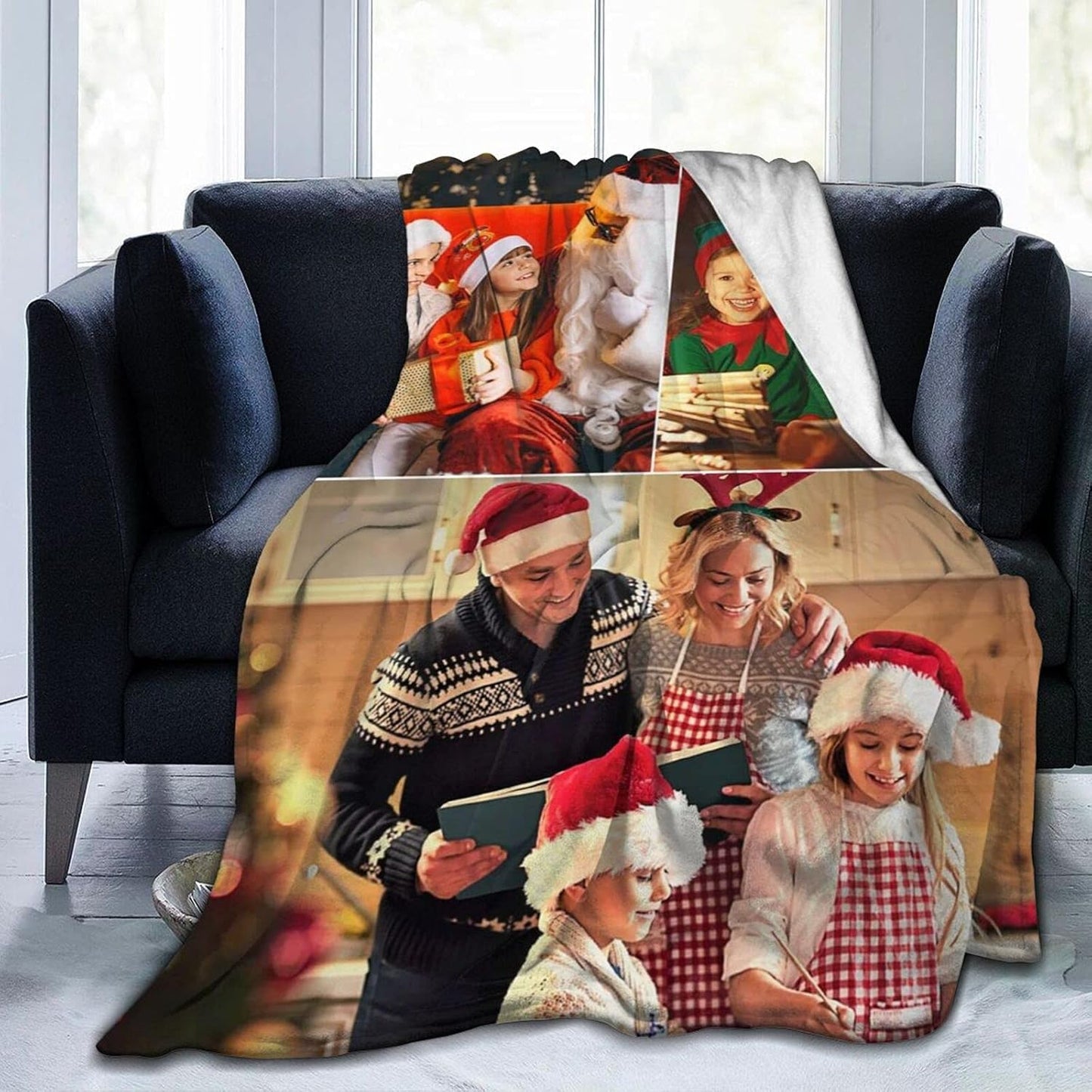 QETXVI 60"x 80" Custom Blanket with Photos Text Customized Blanket Personalized Flannel Throw Blankets for Adult Kid