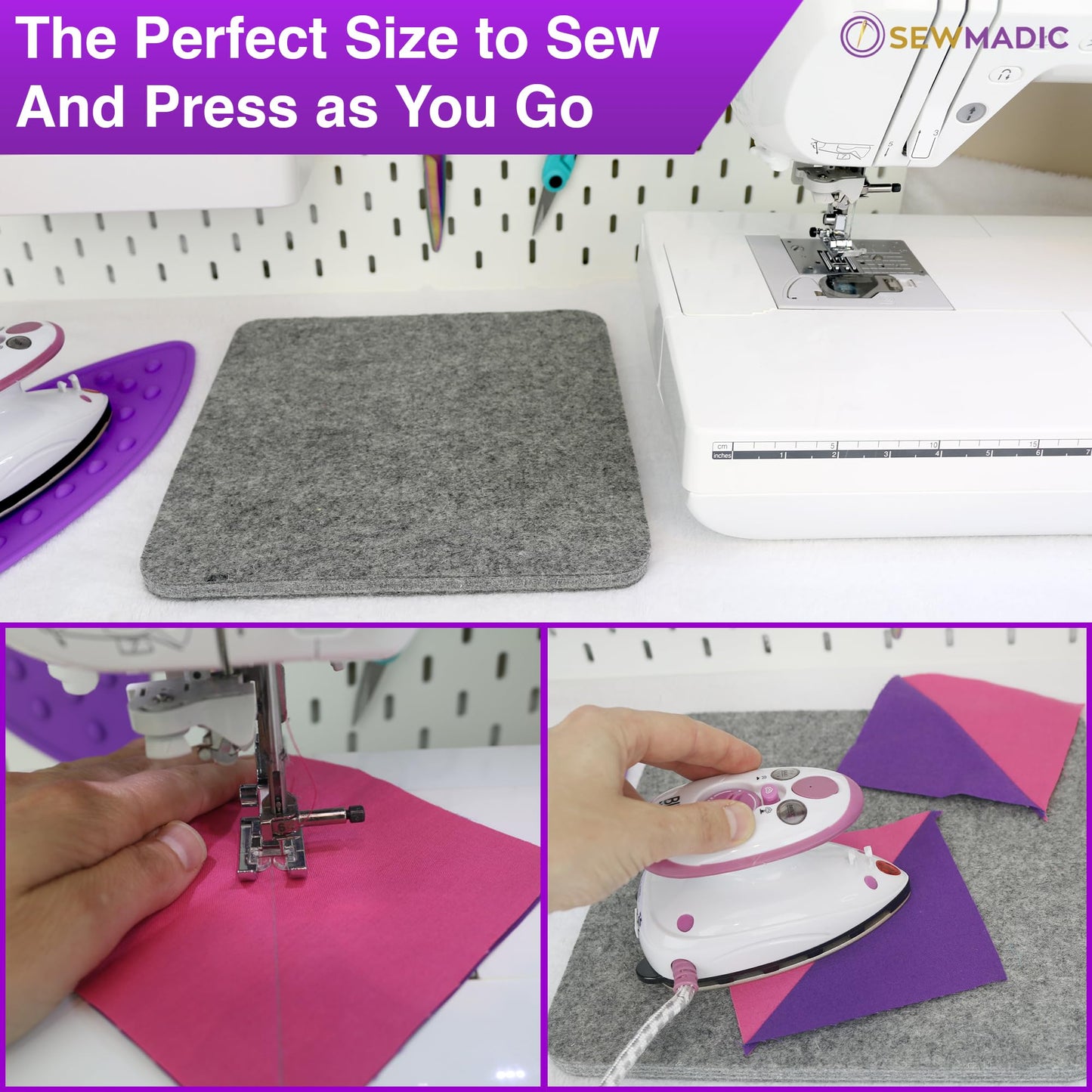 Wool Pressing Mat 10 x 10 Inch (25.4cm x 25.4cm) – 100% New Zealand Wool Quilting Ironing Pad – Portable, Odorless, Double-Sided Ironing Mat for Sewing & Embroidery – Includes Silicone Iron Rest