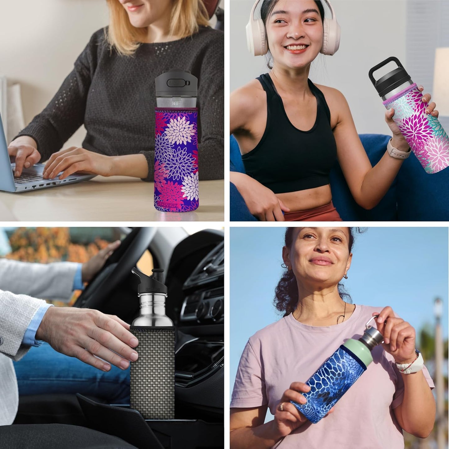 24-30 oz Koverz Neoprene Water Bottle Insulator Cooler Coolie - Petals