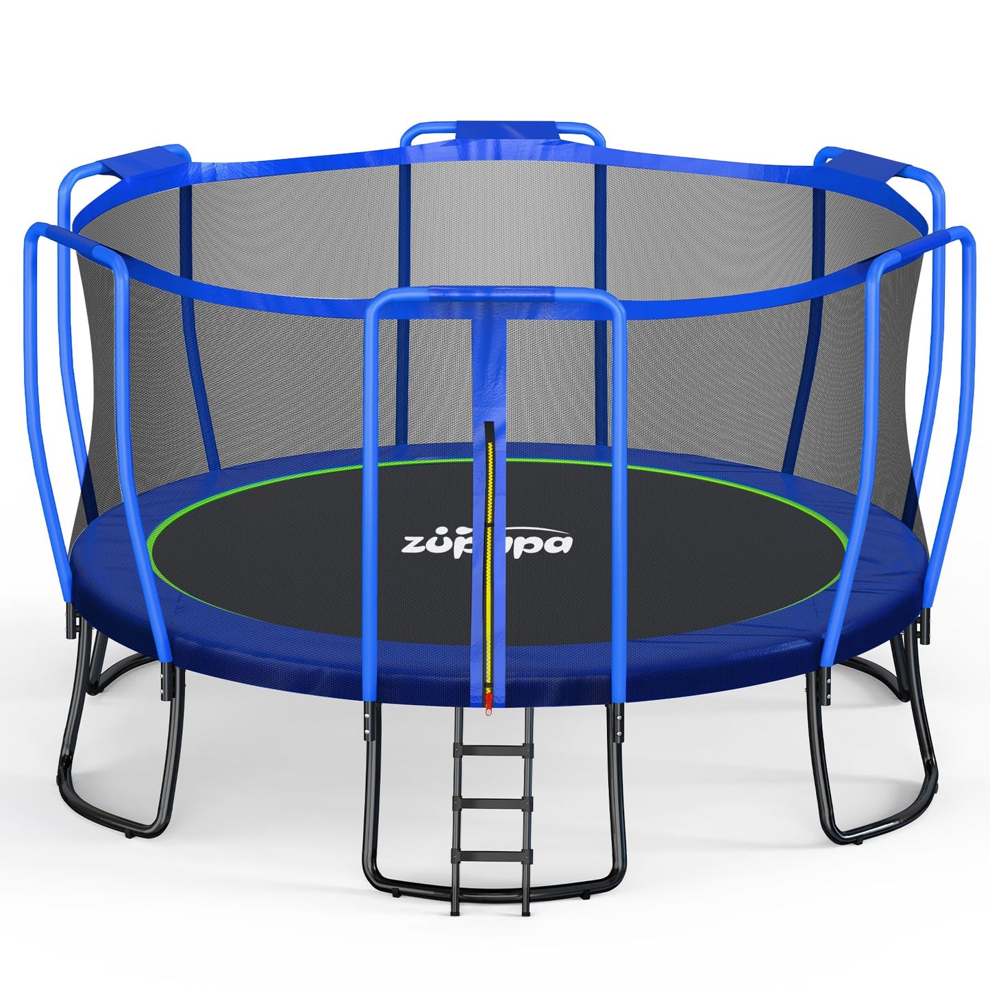Zupapa 1800LBS Capacity No-Gap Design 16 15 14 12 10FT Trampoline with Safety Enclosure Net and Non-Slip Ladder 10-Year Quality Assurance Perfect for Kids Family Outdoor Backyard Fun