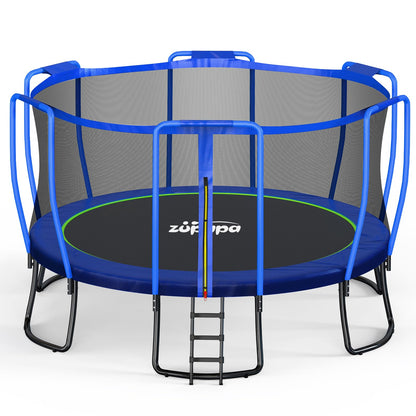 Zupapa 1800LBS Capacity No-Gap Design 16 15 14 12 10FT Trampoline with Safety Enclosure Net and Non-Slip Ladder 10-Year Quality Assurance Perfect for Kids Family Outdoor Backyard Fun