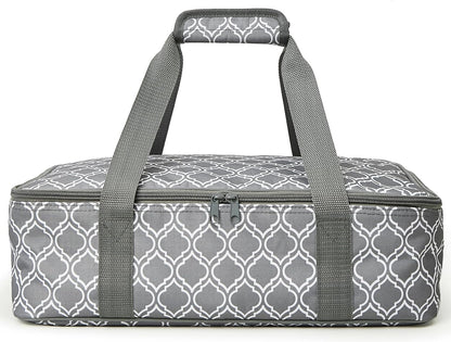 Skiennix Insulated Casserole Carrier Bag - Portable Food Transport Tote for 9x13" Dish | Silver Gray