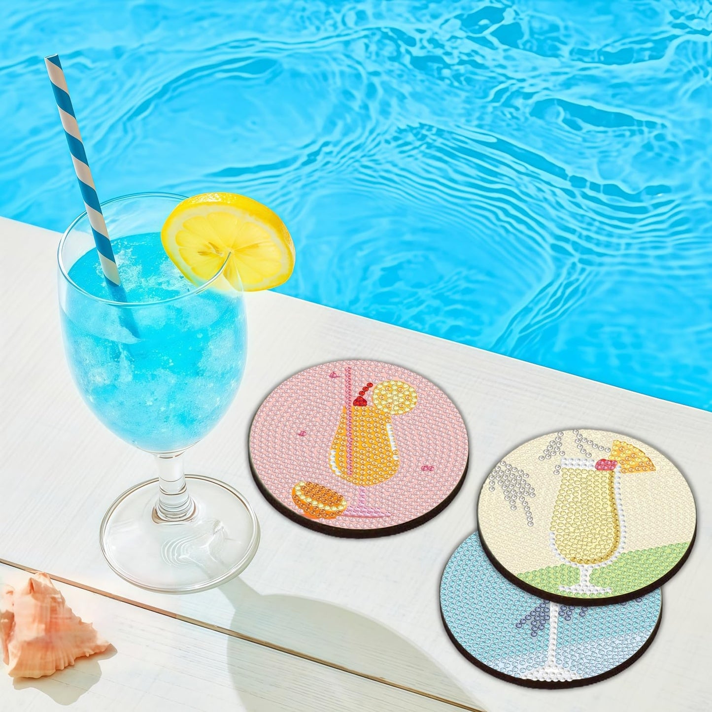 Bulerrylulu 6 Pcs Diamond Painting Coasters Kits with Holder,Diamond Art Coasters Set for Drinks Coffee Table, Gem Painting kit for Beginners Adults DIY Art Craft Gifts Home Decors (12pcs Cocktail)