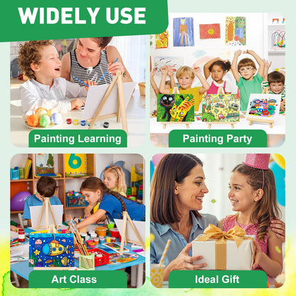 ESRICH 2 Pack 8x10 Canvas and Easel Set, Mini Acrylic Paint, Paint Brushes, Palettes, Aprons, Sip and Paint Kits for Adults Couples Friends Date Night Painting Party Supplies
