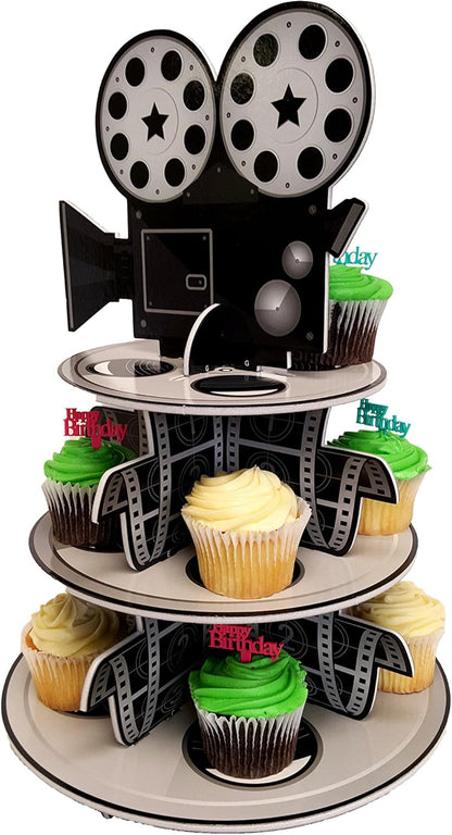 Cupcake Stand for Children's Parties, 3 Tier Movie Night Theme