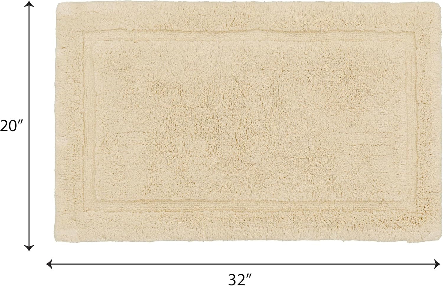Jean Pierre New York Lydia Border 100% Cotton Bath Mat - Non-Slip Rug - Ivory - 20"x32"
