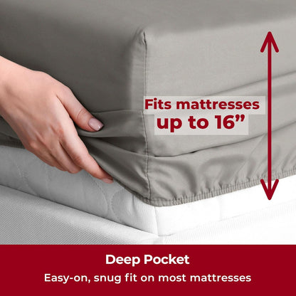 Mellanni Split King Sheets Set - 5 PC Luxury Bedding Collection - Extra Soft, Cooling, Stain Resistant (Taupe)