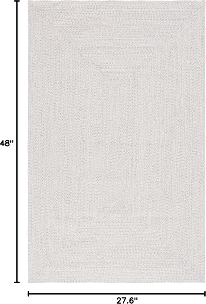 2'3" 4', (BRA201A) SAFAVIEH Washable Rug Outdoor Braided Collection - x Ivory & Light Grey, Handmade & Reversible