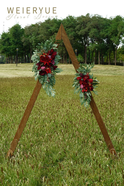 WEIERYUE Artificial Wedding Arch Flowers Kit(Pack of 2) for Wedding Arch, Bridal Shower, Ceremony and Reception Backdrop Decoration (Burgundy)