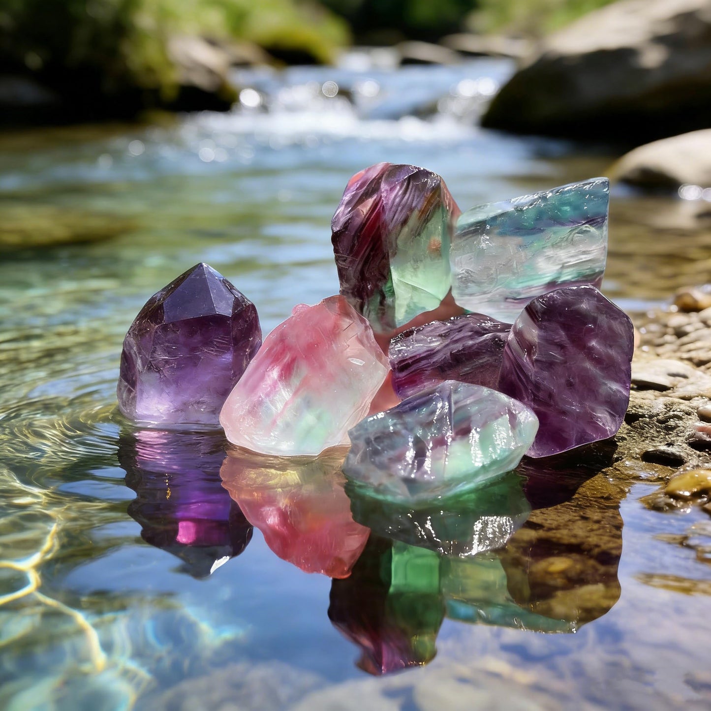 KUKUBAGS 2 LBS Rough Rocks for Tumbling, Unpolished 1.2-2.5 Inch Rock Tumbler Stones, Raw Rainbow Fluorite Healing Stones for Wire Wrapping, Wicca Reiki, Meditation, Collection, Decoration