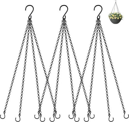 Garini 23-Inch Hanging Basket Chains - 3 Pack Plant Hangers with Hooks for Flower Pots & Lanterns | Black