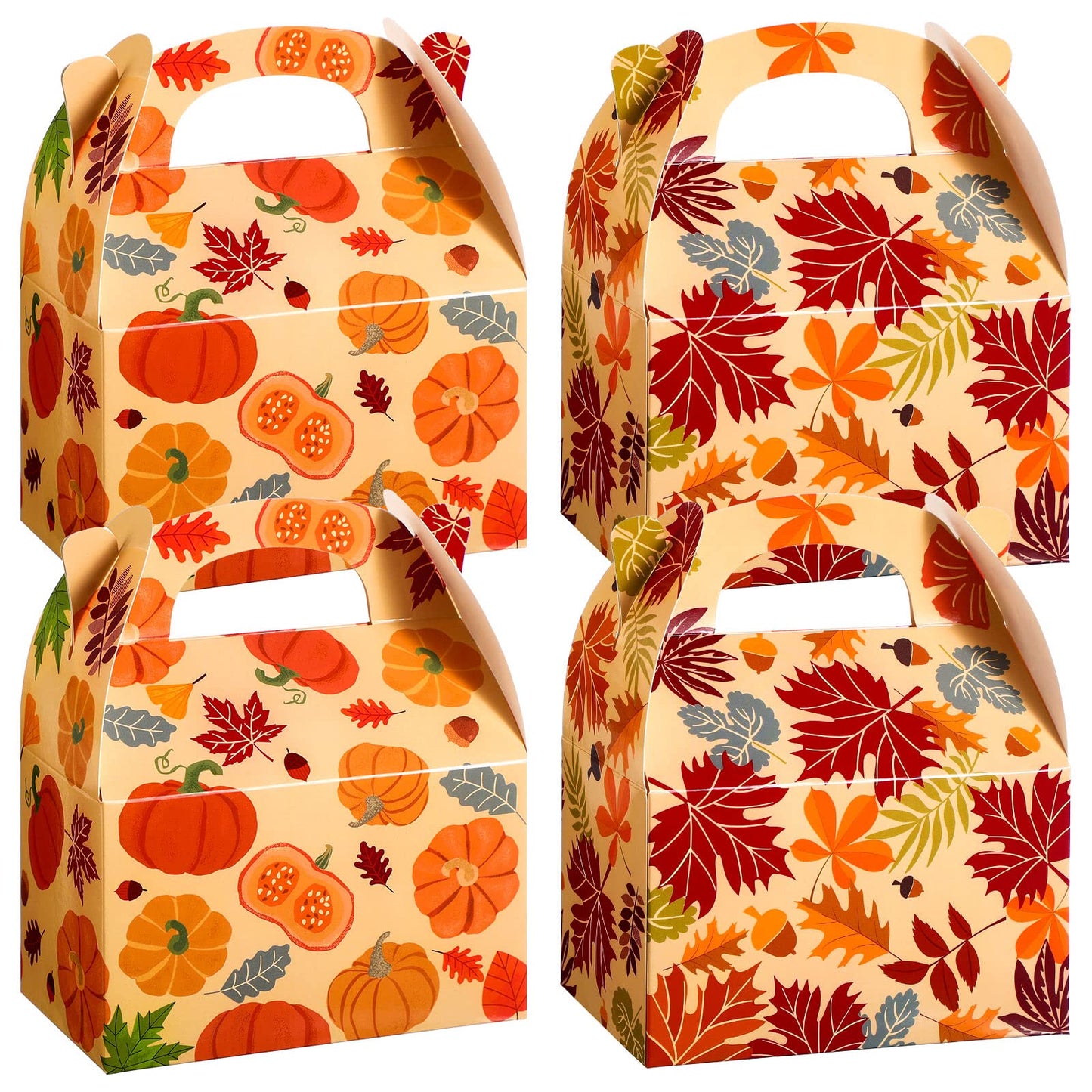 Capoda 24 Pcs Fall Treat Boxes Thanksgiving Fall Party Candy Boxes Pumpkin Maple Leaf Pattern for Treats for Thanksgiving Favor Autumn Harvest Halloween Birthday Party Decoration