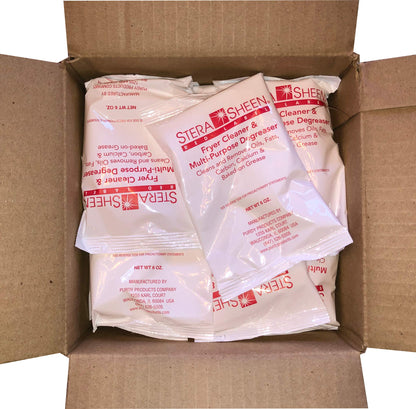 Stera Sheen Fryer Cleaner, 24 x 6 oz. Pkts, Stera Red Label Food Grade Fryer Cleaning Powder, Fryer Boil Out, Easy Use Portion Packets