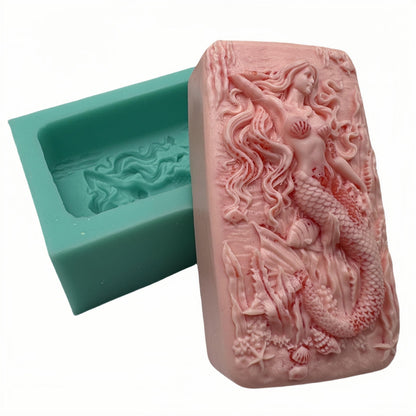 3D Mermaid Soap Mold Fish Tail Candle Wax Molds,Silicone Soap Mold for Handmade Soaps, Lotion Bars Bath Bombs Polymer Epoxy Resin Art Crafts Mould