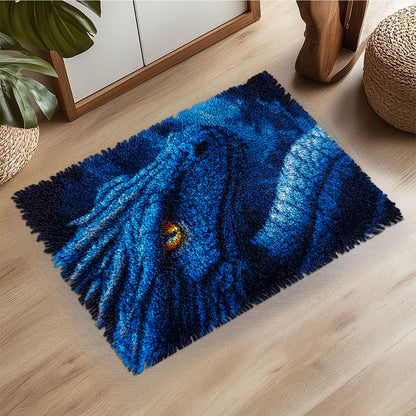 Latch Hook Rug Kit Dragon Pre-Printed Handmade Carpet Crochet Yarn Craft DIY Hook and Latch Door Mat Tapestry for Home Floor Decoration 52x38cm-1