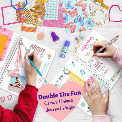 ADUSRIZ 2-Pack DIY Journal Kit for Girls Ages 8-14 Year Old, Birthday Christmas Gifts for Teen Girls, 70+ Pcs Art & Crafts, Scrapbook & Diary Supplies Toy Set Trendy Stuff for Kids