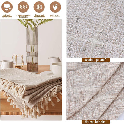 Ajerg 23x62inch Coffee Table Cloth, Boho Coffee Table for Living Room Tablecloth Cover with Pockets & Tassel, Rectangle