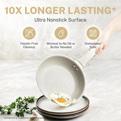 Granitestone 10 Inch Non Stick Frying Pan, Healthy Non Toxic Skillet, Oven Safe and Dishwasher Safe