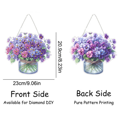DIY Hanging Diamond Art Kit for Adult – 5D Gem Art Window & Wall Pendant, Acrylic Diamond Painting Ornament for Home & Garden Decoration (Flower)