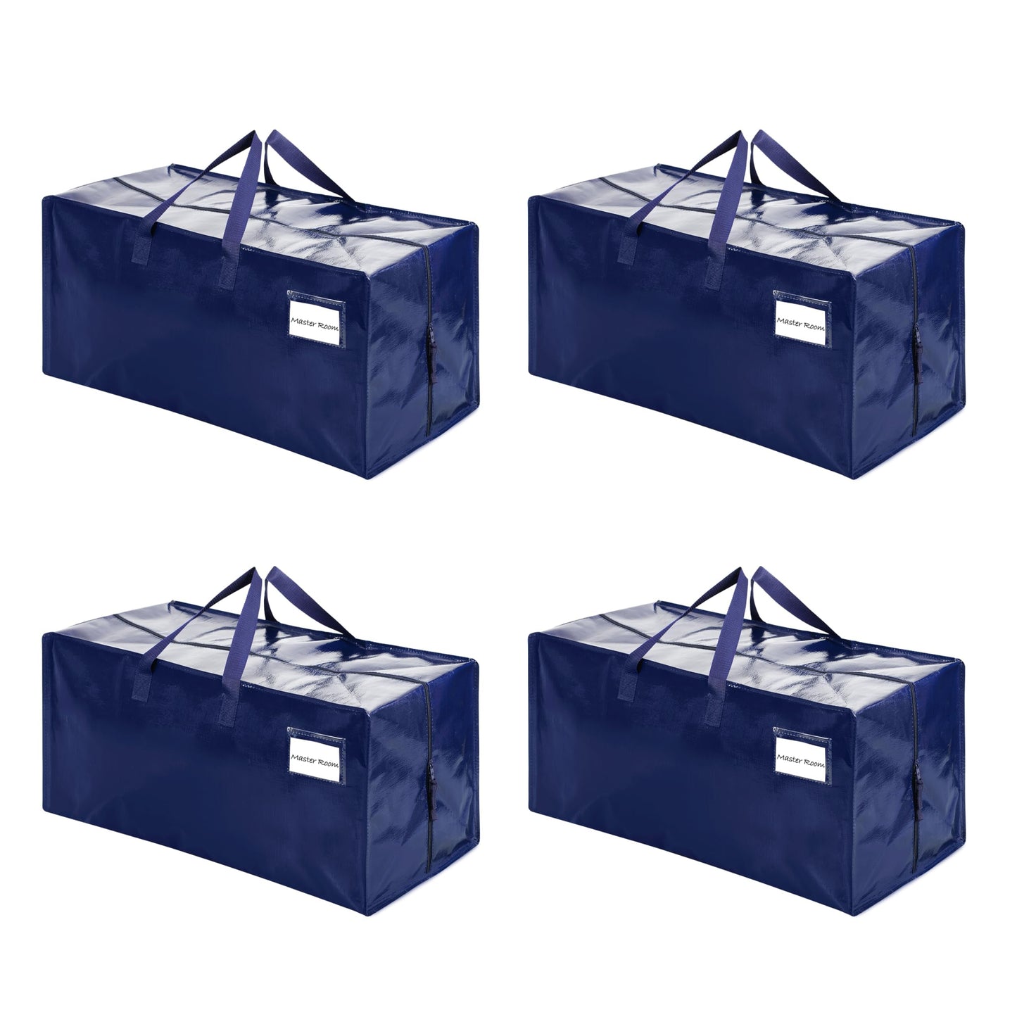 VENO 4 Pack Moving Bags w/Backpack Straps, Heavy Duty, Moving Boxes Alternative, Packing Supplies, Large Storage Totes for Dorm Room Essentials with Zipper for Clothes (Blue, 4 Pack)