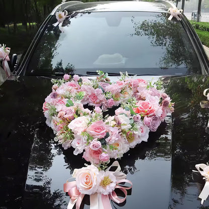 TEHAUX Heart-Shaped Floral Holder with Suction Cup 15.74X15.35X1.77In Flower Rack for Wedding Car Decoration Floral Arrangement Accessory for Special Events