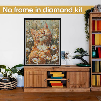 Bimkole 5D Diamond Art Kits for Adults Orange Cat, Full Drill DIY Rhinestone Embroidery Set Paint with Diamonds Art Daisy Animals by Number Kits Cross Stitch Home Wall Craft Decoration 12x16 Inch