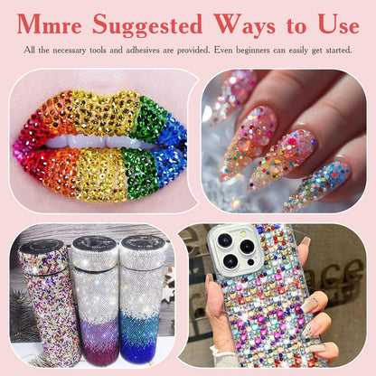 80000Pcs Bedazzling Kit with 3mm Rhinestones, 42 Colors Resin Flatback Nail Rhinestones, Bedazzler Kit with 3 B7000 Glue, Tweezers & Pen, Gems for Crafts, Clothes, Tumblers, Nail Art