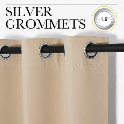 NICETOWN Room Darkening Curtain Panels - Thermal Insulated Grommet Drapes for Living Room | Biscotti Beige, 2 Panels (W29 x L45-Inch)