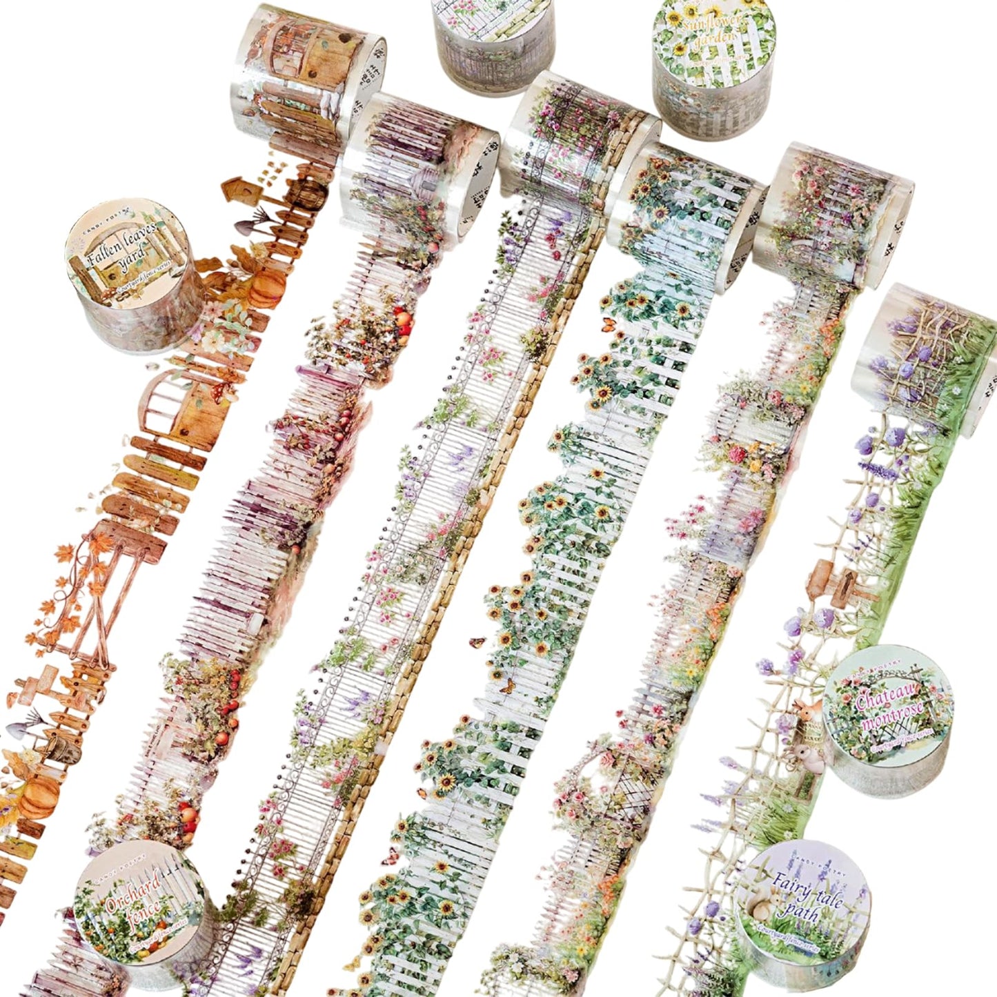 6pcs Garden Fence PET Tape Set Scrapbook Stickers for DIY Crafts Journaling Scrapbook Supplies