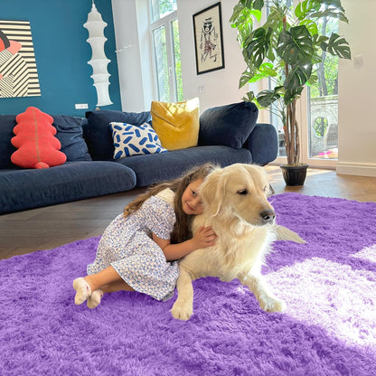 OLANLY Runner Rugs - Soft, Machine Washable Shaggy Design for Hallway & Bedroom | Purple 2x6 ft