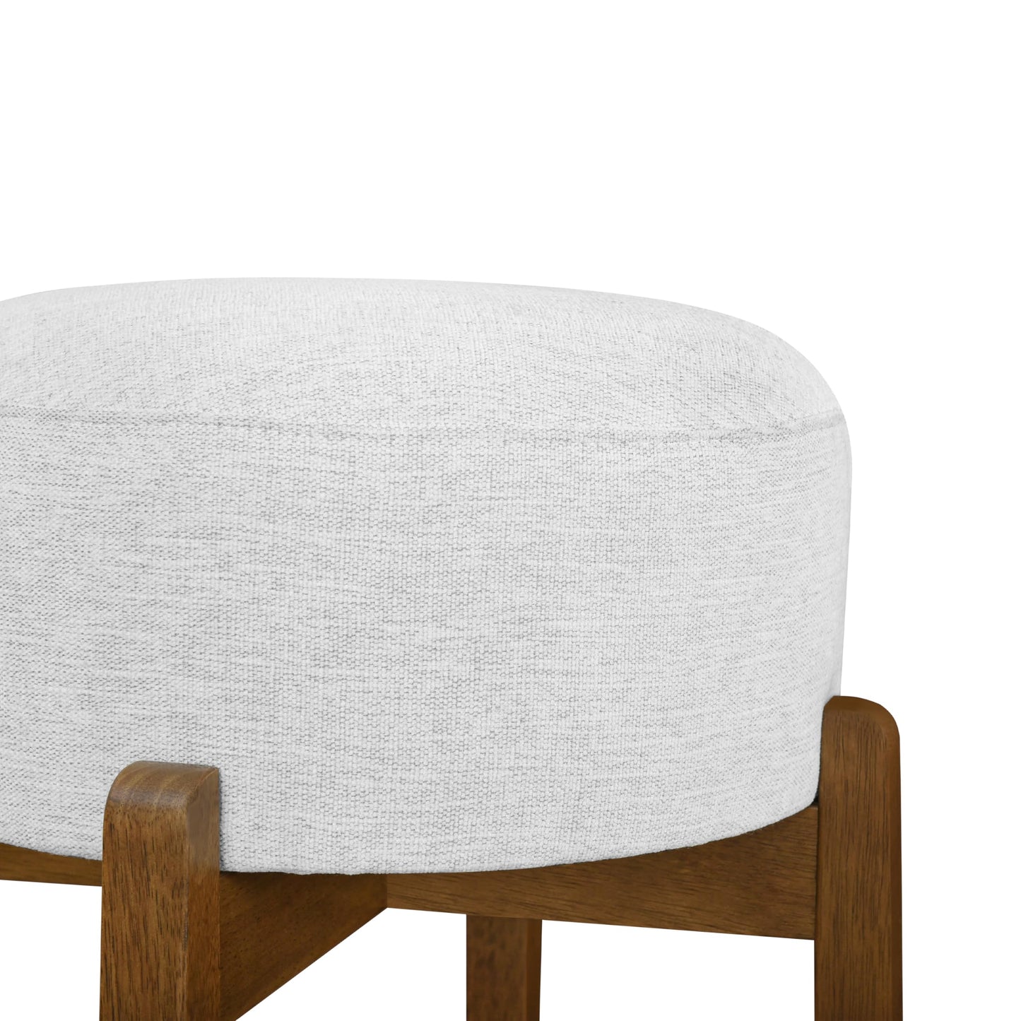 Christopher Knight Home Lera Modern Counter Height Bar Stools Set of 4, Fabric Round Stool Chair for Kitchen Island, Wooden Dining Room Chair, Upholstered Counter Stool with Footrest,Dark Walnut+Ivory