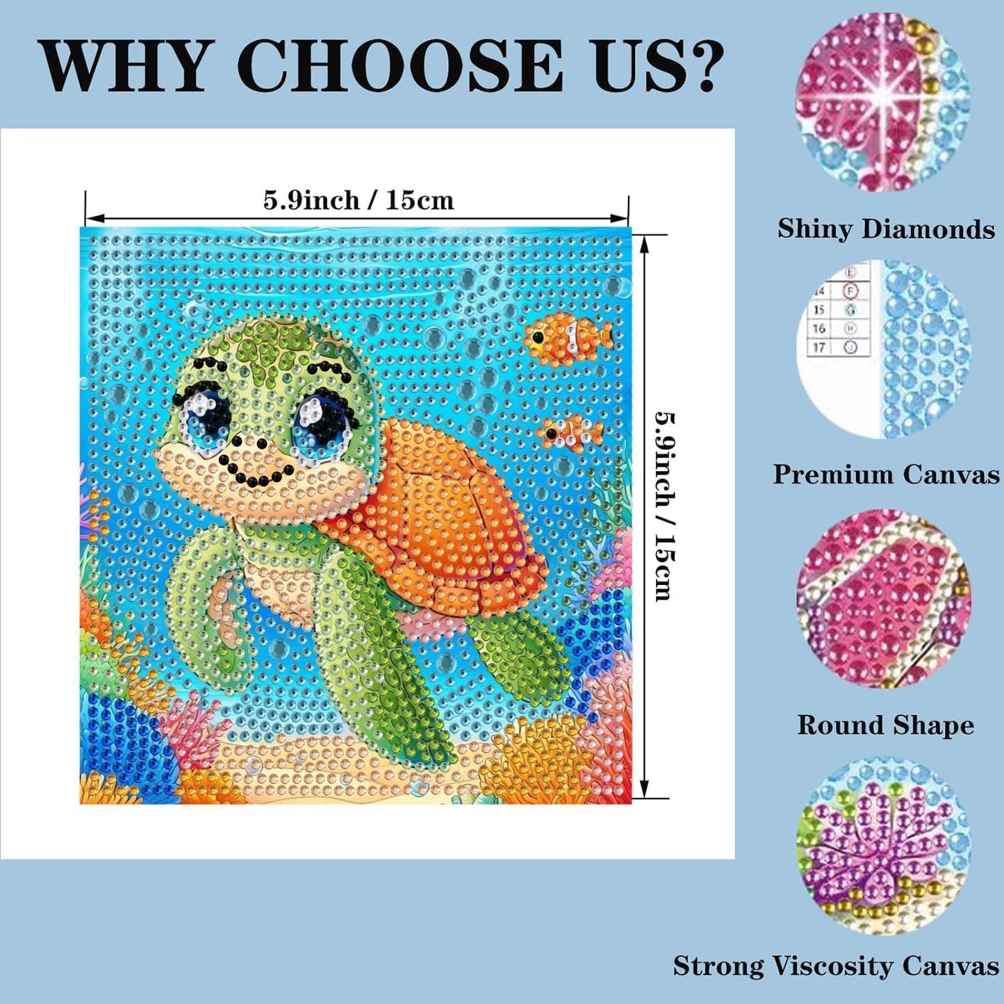GQYCZZ Animal Diamond Painting Kits for Kids/Beginners, Diamond Art Gem by Number Kits Arts and Crafts for Kids, Mosaic Kits DIY Full Drill Painting Kit for Home Wall Decor 6 Pieces 6" X 6"