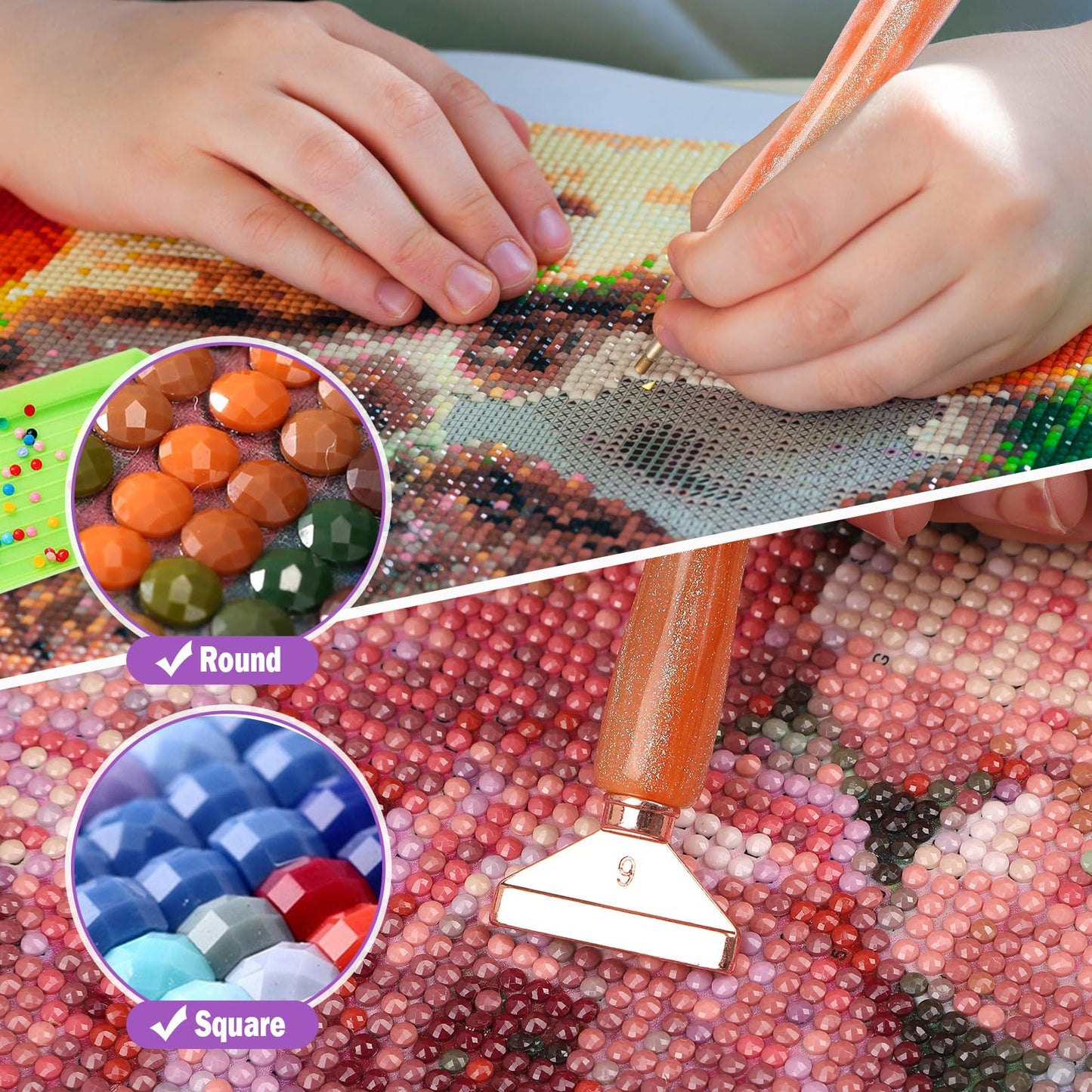 Snewvie Diamond Painting Pen Accessories Tools Set,3PCS Glitter Diamond Art Pen and 12Pcs Rosegold Metal Screw Thread Multi Placer Tips,Resin Diamond Painting Drill Pens for DIY Diamond Art