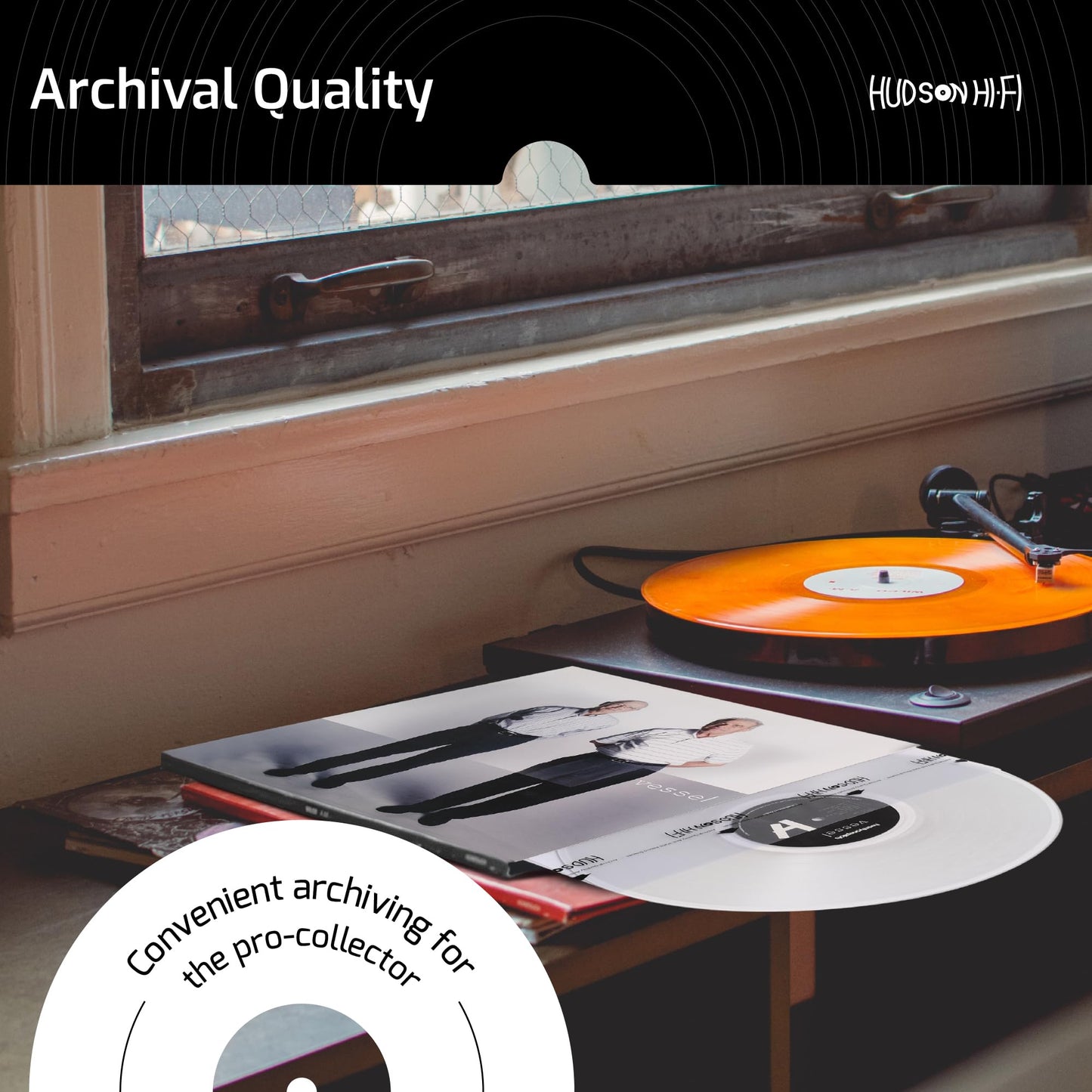 Hudson Hi-Fi Anti-Static Vinyl Record Inner Sleeves 250 Pack - Durable Clear Disc Sleeves- Protect Your LP Albums from Scratches, Dust & Dirt - Acid-Free Rice Paper Interior Disc Covers