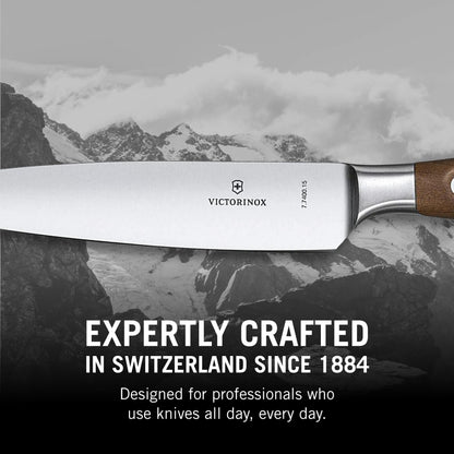 Victorinox Grand Maitre Forged Chef's Knife - Sharp Kitchen Knife for Cutting Herbs, Vegetables & Meat - Premium Kitchen Accessory - Wood Handle, 6"