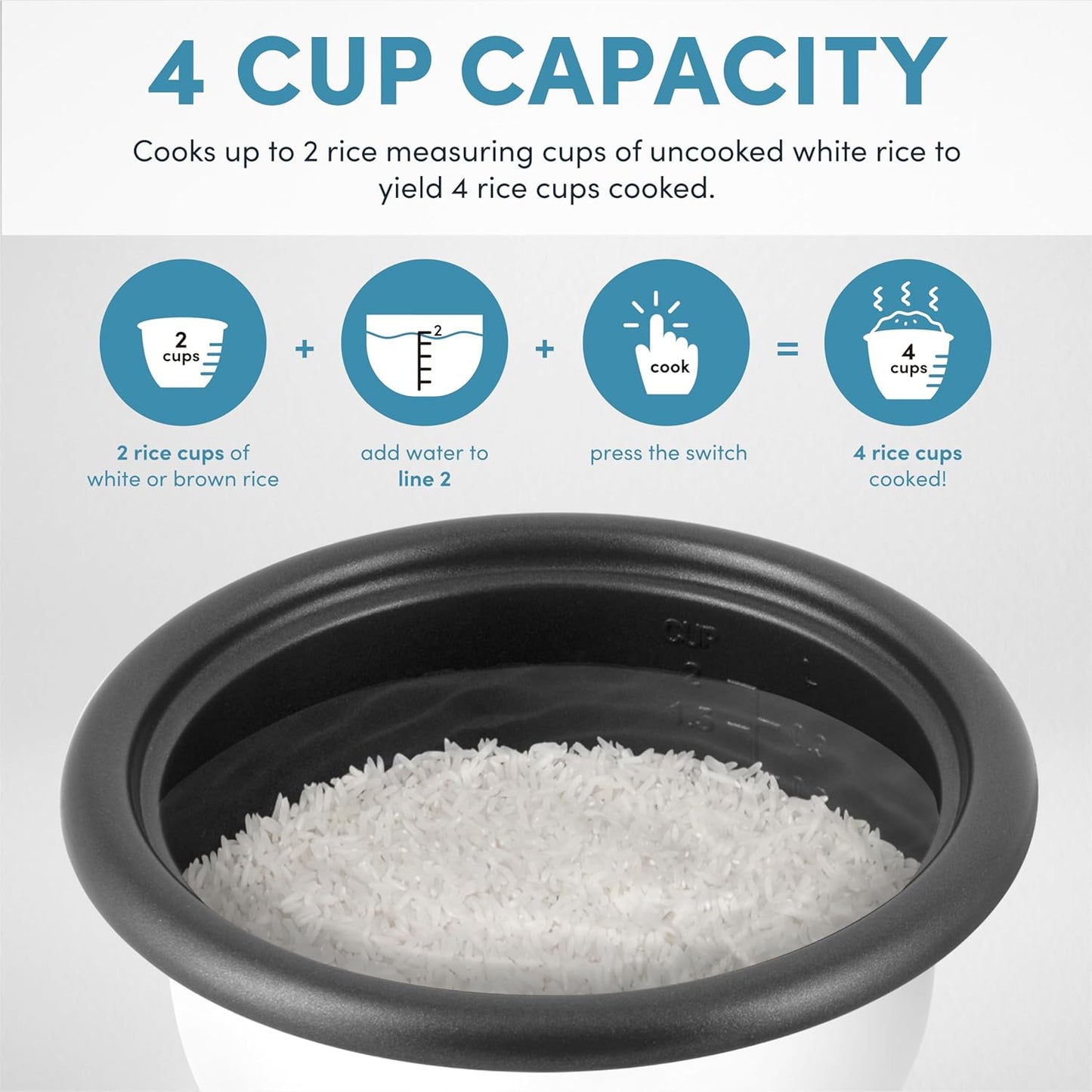 Aroma Housewares Rice & Grain Cooker - 4-Cups (Cooked) / 1Qt. (ARC-302NG), White