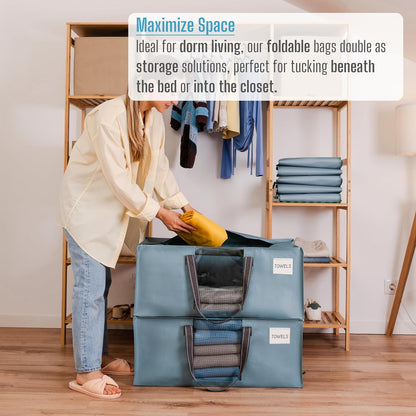VENO 2 Pack Moving Bags, Heavy-Duty Storage Totes, Extra Large Durable Laundry Bags for Clothes (Light Blue Matte)
